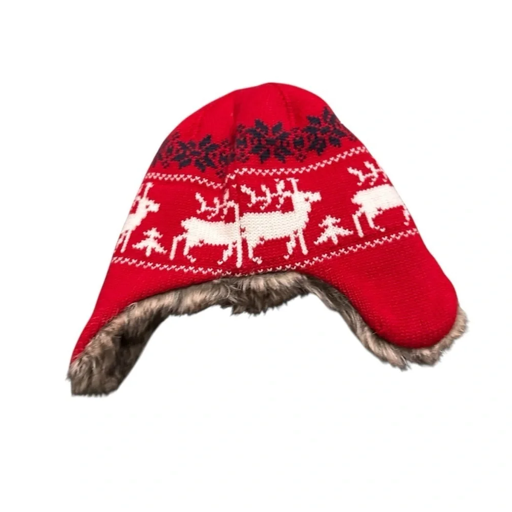 Janie and Jack Red and Brown Kids Christmas Hat